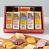 Wisconsin Cheese Company - Specialty Cheese & Summer Sausage Gift Box - 100% Wisconsin Gouda, Smoked Cheddar, Salami, Tomato Basil Cheddar, Swiss (Pack of 5 Blocks) | Perfect for Parties, Charcuterie Boards, and Holiday Gifts