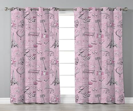 Thermal Insulated Blackout Grommet Window Curtains Paris Decor