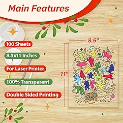 Uinkit 100 Sheets Laser Transparency Film 8.5x11