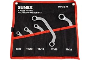 SUNEX TOOLS 9935M Metric Half Moon Wrench Set, 5-Piece