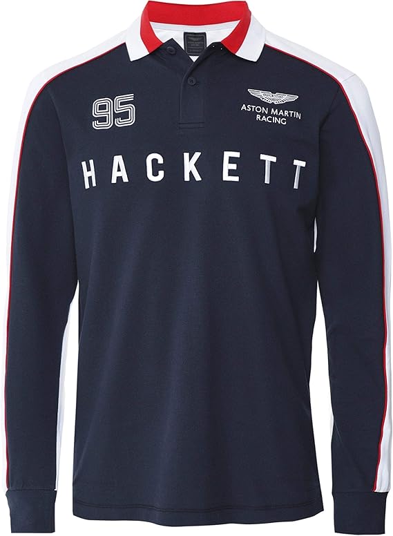 Hackett Men's Long Sleeve AMR Multi Panel Polo Shirt Navy XXL: Amazon.co.uk: Clothing