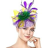 Bniksok Halloween Fascinators Hat for Women Tea Party Feather Headband Mardi Gras Cocktail Hat Weddings