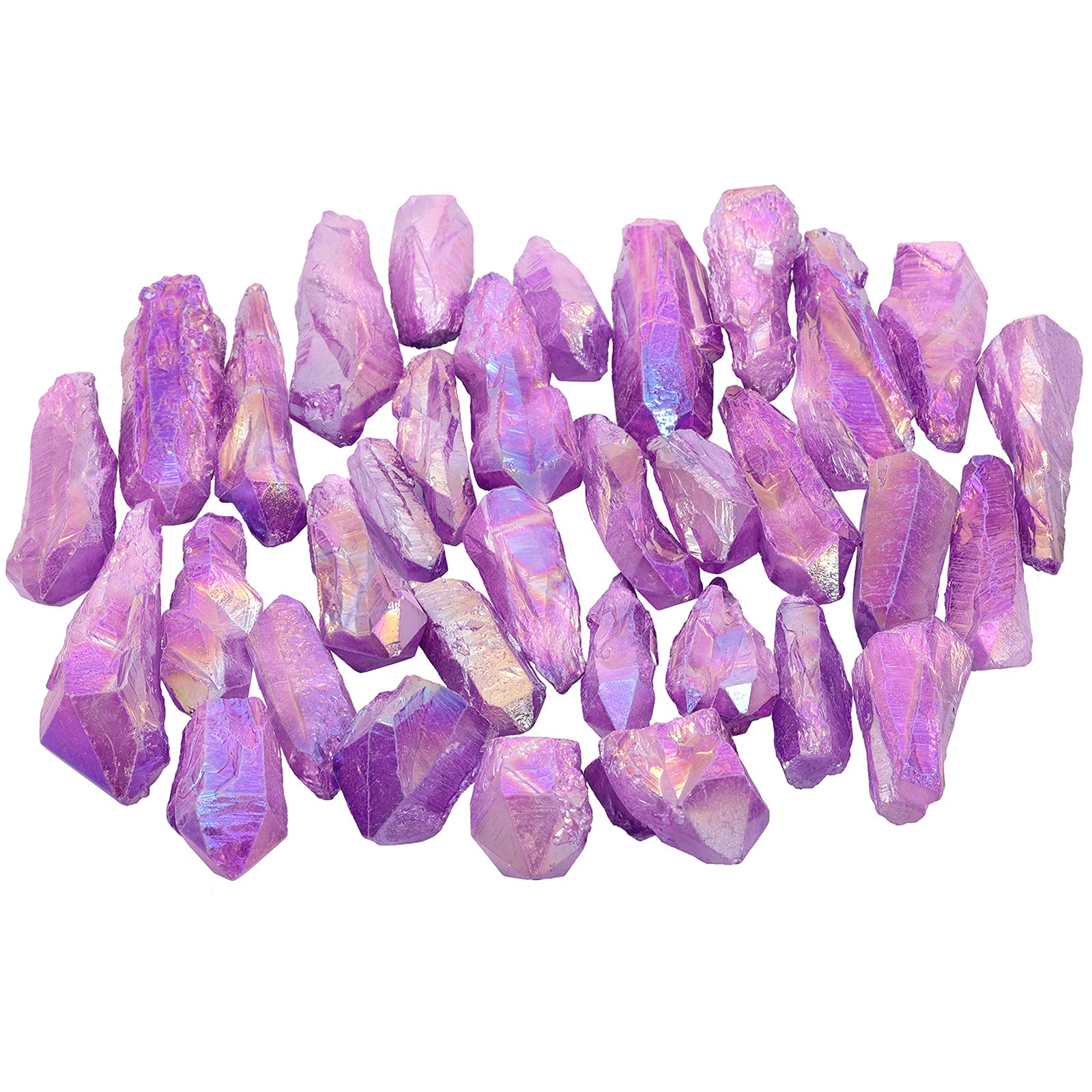 mookaitedecor 460g Undrilled Large Purple Crystal Points Bulk for Jewellery Making Crafting Art Wire Wrapping Party Home Decor, Irregular Titanium Clear Quartz Raw Crystals Rocks Purple Crystal Gift
