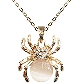Navachi 18k Gold Plated Opal Crystal Spider Pendant Necklace 16"+2"