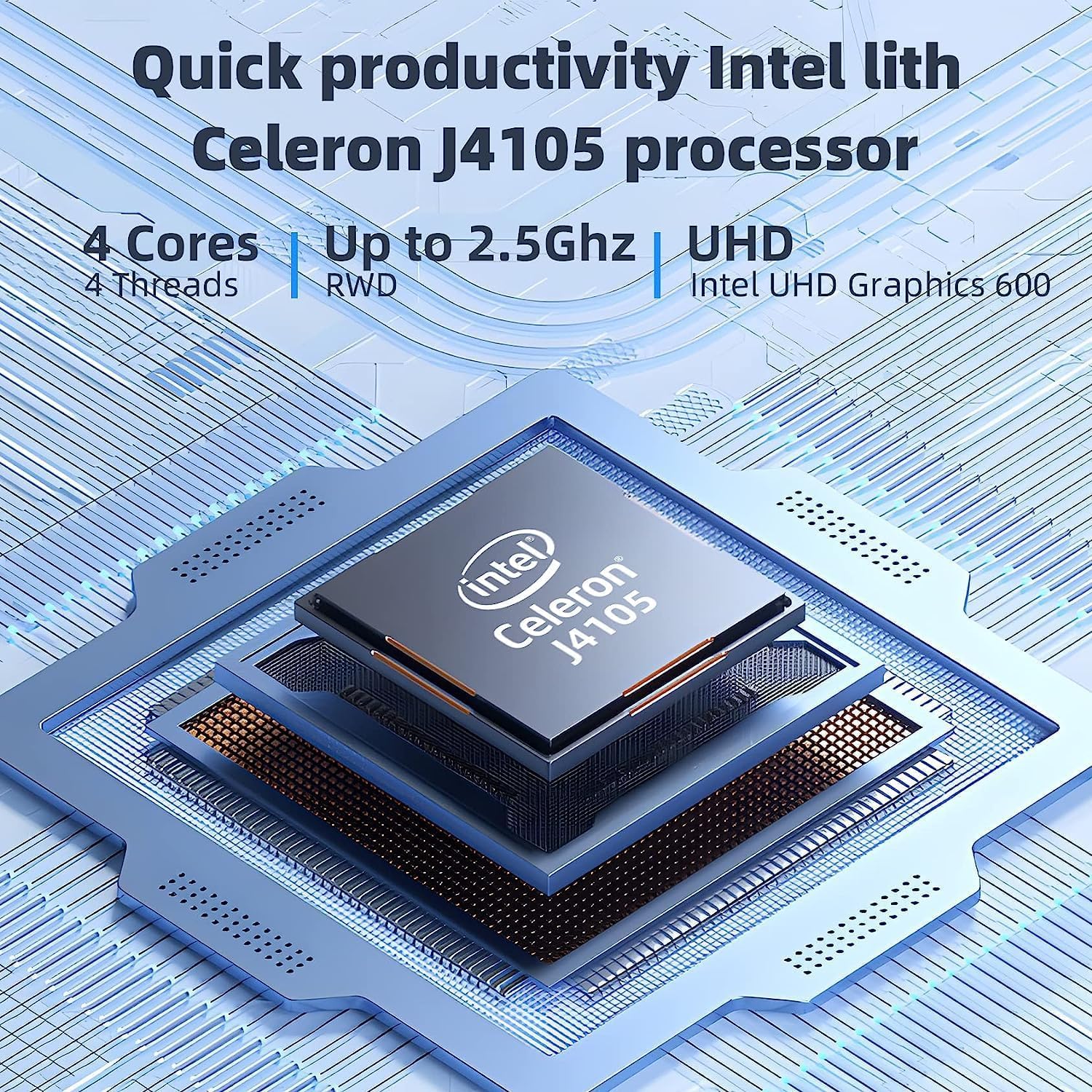 SGIN Laptop 4GB DDR4 128GB SSD, 15.6 Inch Laptops Computer with Intel Celeron Quad Core Processor (up to 2.5 GHz), Intel UHD Graphics 600, Mini HDMI, WiFi, Webcam, USB3.0, Bluetooth 4.2