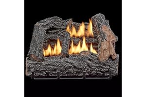 HEARTH SENSE HearthSense VFL18M Dual Fuel Ventless Fireplace Logs Set with Manual Control, Use with Natural Gas or Liquid Propane, 30000 BTU, Heats up to 1000 Sq. Ft, Brown, 18 Inches