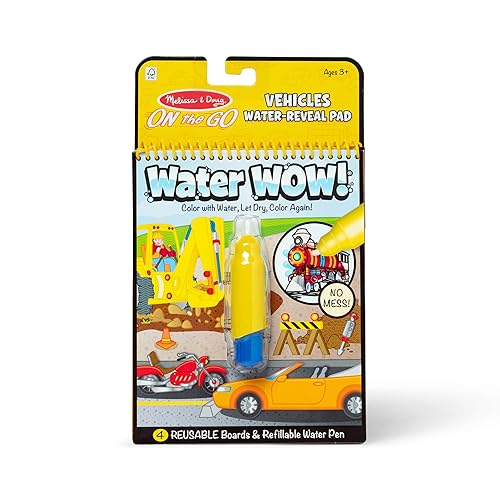 Melissa & Doug On The Go Water Wow! Mess Free Coloring Book, Reusable Water-Reveal Activity Pad, Vehicles, Travel Toys, Party Favors, for Toddlers & Kids Ages 3+ - FSC Certified