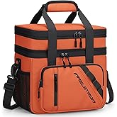 Maelstrom Lunch Box, 20L Insulated Lunch Bag for Men Women, Expandable Double Deck Leakproof Cooler Bag with 6 Pockets, Reusable Lunch Tote Bag for Work, Picnic, Travel, Orange