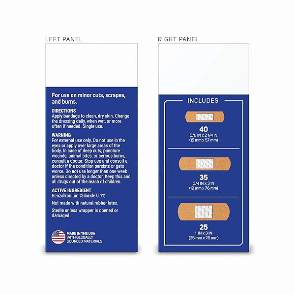 CARE SCIENCE FABRIC ADHESIVE BANDAGES, 100 CT ASSORTED SIZES | FLEXIBLE + BREATHABLE PROTECTION HELPS PREVENT INFECTION FOR FIRST AID AND WOUND CARE