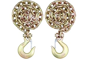 VEVOR G80 Transport Binder Chain, 3/8" x 2.9' 2-Pack Tow Chain with Clevis Snap Hook, 7100 lbs Safe Working Load, Heavy Duty 