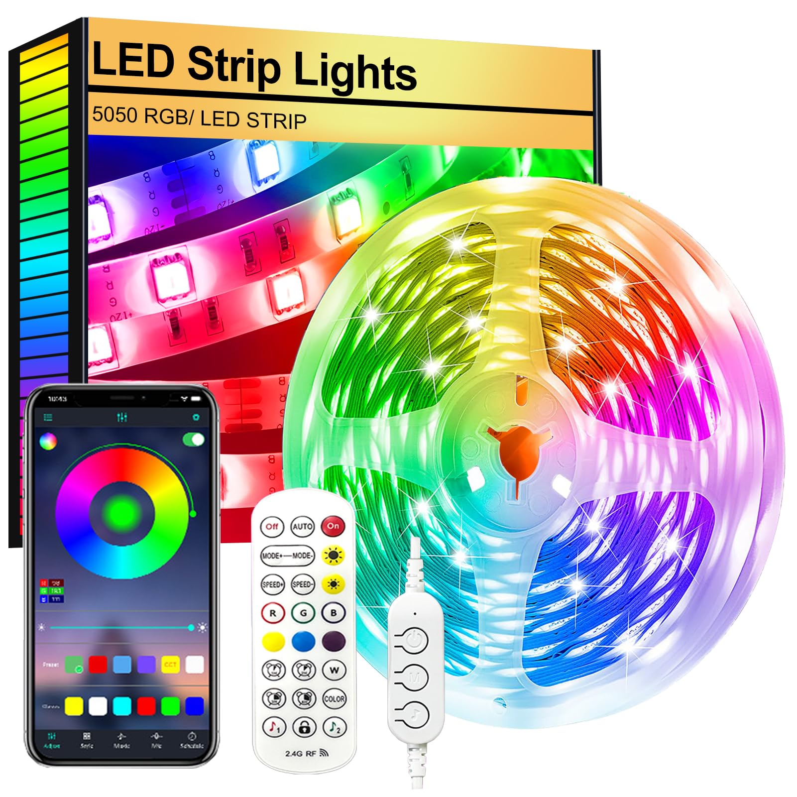 FUPT Led Strip Lights,5m Light Strips Flexible 5050 RGB Colour Led Lights for Bedroom,TV Music Sync Color Changing Lights for Room Party