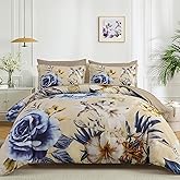 Menghomeus Beige/Brown Comforter Set King 7 Piece Bed in a Bag Floral Bedding Comforter Sets with Sheets Set, Soft Microfiber Bedding Set for All Season