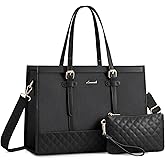 LOVEVOOK Laptop Bag for Women 17.3 inch Canvas Laptop Tote Bag, Large Capacity Work Bag with Clutch Purse, Computer Bag Office Business Briefcase, Casual Handbag for Travel College Teacher School