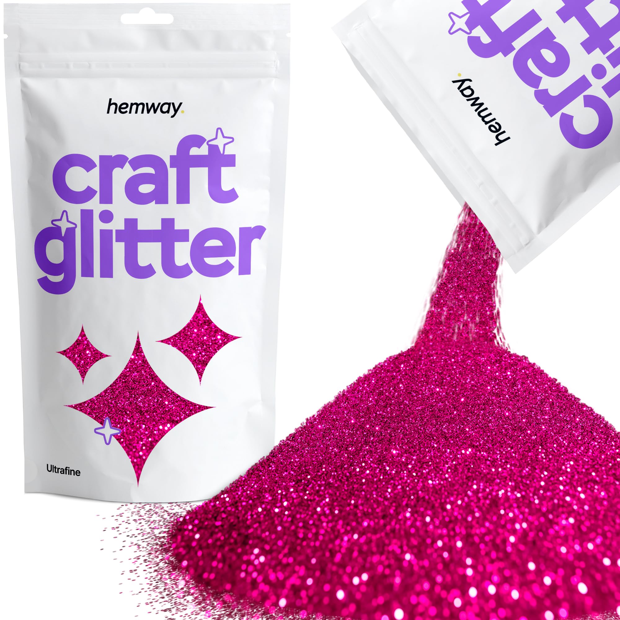 Hemway Craft Glitter Dark Rose Pink 100g Ultrafine Glitter for Crafts, Resin, Cosmetic, Nail, Face, Body, Festival, Tumblers, Art, Candle, Crafting