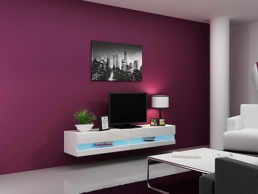 Cama Hochglanz Tv Stander Led Entertainment Schrank 180 Cm Floating Wohnwand 7 Farben Modern Weiss Amazon De Kuche Haushalt