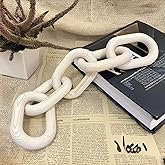 Wood Chain Link Decor, 5-Link Wooden Decorative Chain Ornament, Hand Carved Rustic Farmhouse Home Decor for Living Room, Shelves, Coffee Table (Natural)
