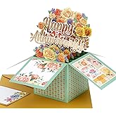 Giiffu Pop Up Happy Anniversary Card, 3D Romantic Flowers Anniversary Greeting Card Gift for Wife, Husband, Couple, Him, Her, with Envelope and Notecard (Yellow Flowers)