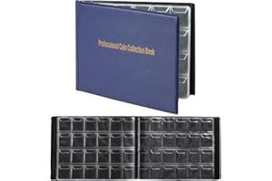 Juvale Coin Collection Book - 240-Pocket Organizer & Top-Flap Coin Album - Binder with Removable Pages for Quarter Collection - 8"x 6", Dark Blue