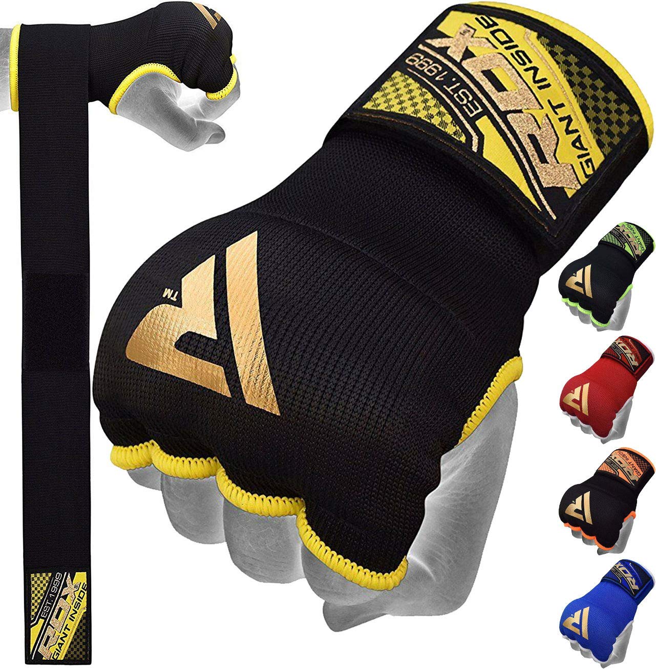 RDX Boxing Hand Wraps Inner Gloves for Punching, Elasticated Padded Bandages under Mitts, Quick