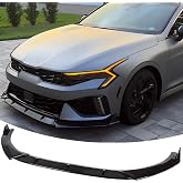 STSEV01 Front Bumper Lip Splitter Spoiler for KIA K5 2021-2026 Accessories | (for EX, LX, LXS, GT, GT-Line), 3PC Splitter Body Kit, Drill Mount, PP Build, Sport Bumper Upgrade, Gloss Black Finish