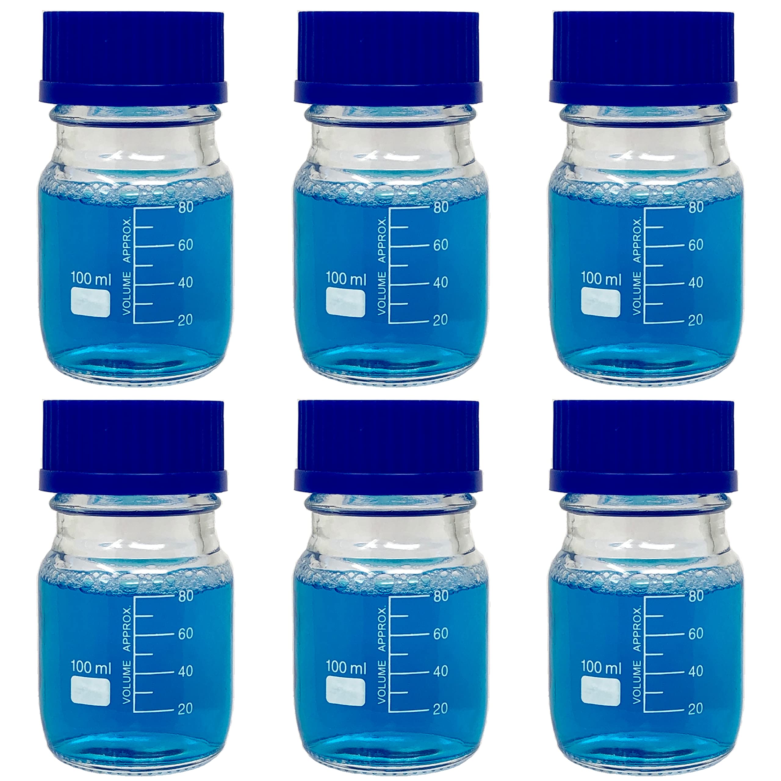 Karter Scientific 100ml Glass Round Media Storage Bottles with GL45 Screw Cap, Borosilicate Glass, 251X4 (Case of 6)