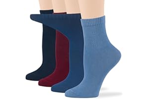 7BIGSTARS KINGDOM Women Diabetic Bamboo Quarter Socks - 4 Pairs Extra Wide Soft Seamless, Patterned and Solid, Breathable