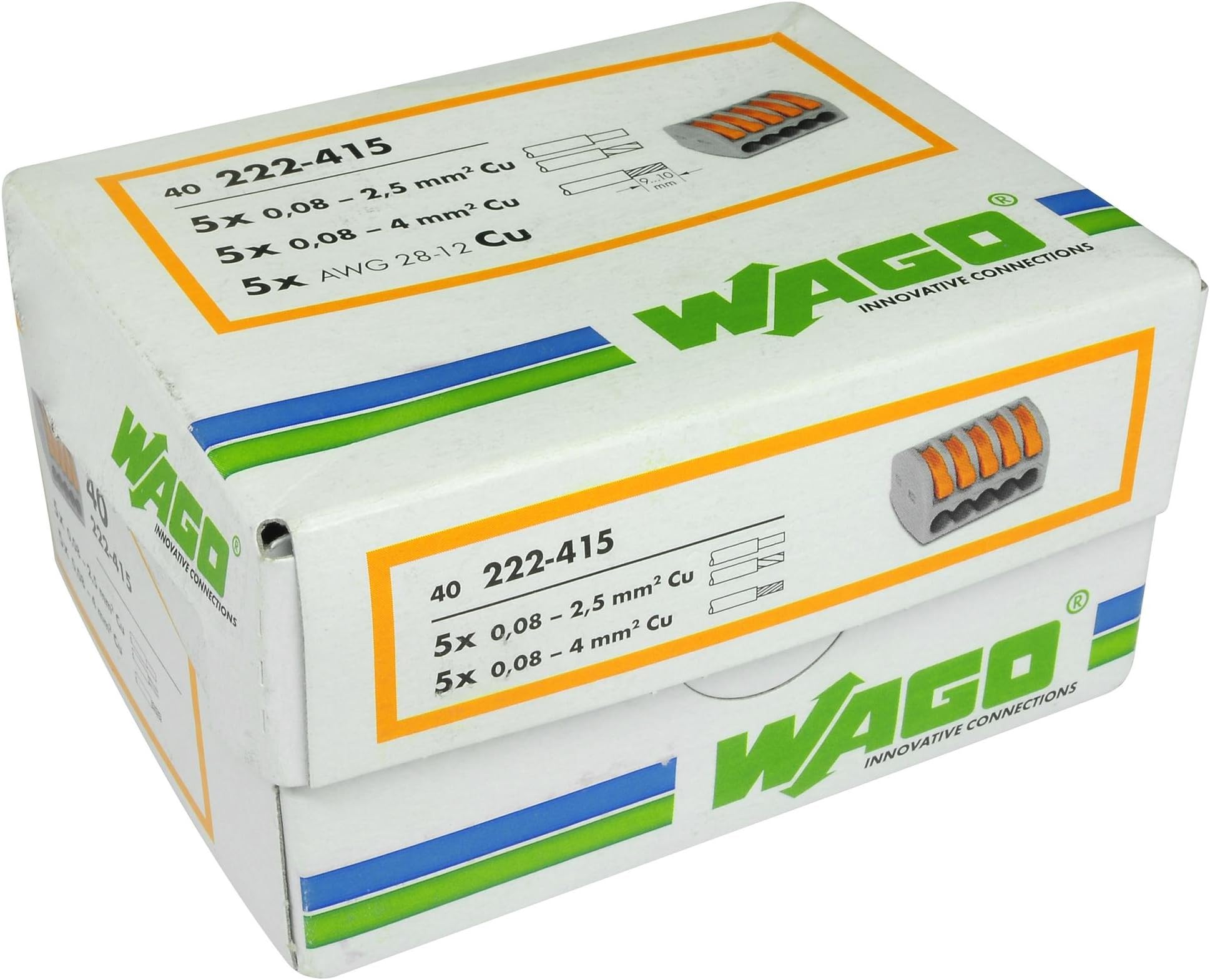 40 x Wago 5 Way Compact Terminal Connector Block Grey 5W