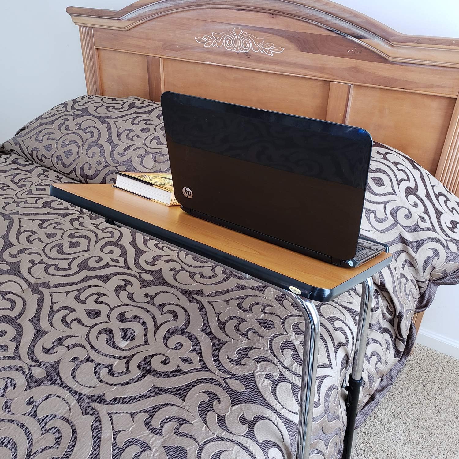 Carex Home Overbed Table with Tilting Top - Hospital Bed Table for Home Use - Bed Tray Table for Eating and Laptops: Health & Personal Care