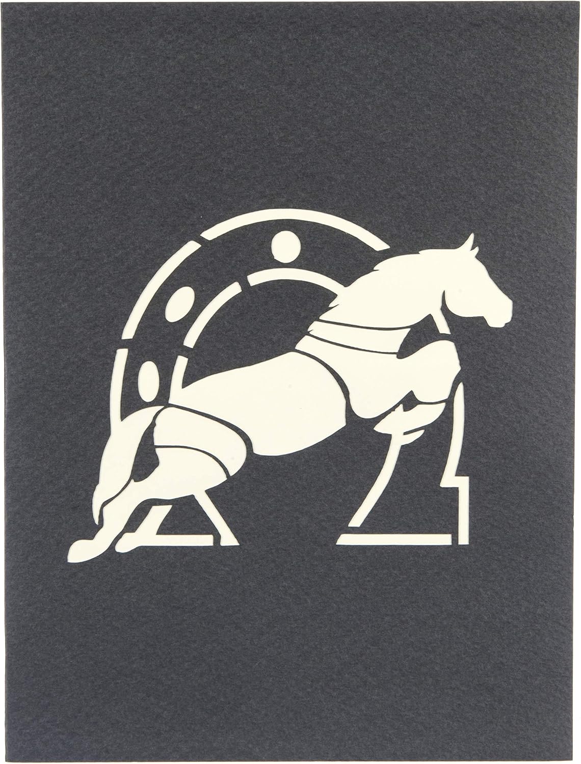 Cardology - Cross Country Equestrian Pop Up Card, grey|beige|yellow|green, 15cm x 20cm - Image 3
