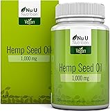 Hemp Seed Oil Softgels 1000mg Vegan | Hemp Oil Cold Pressed 120 Softgels 4 Month Supply | High Strength Vegan and Vegetarian Hemp Seed Oil Supplement with Omega 3 & Omega 6 | Made in the UK by Nu U Nutrition