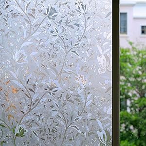 Bloss Excellent 3D Static Cling Window Film Non-Adhesive Window Covering Decorative Flower Privacy Film for Glass - 17.7 x 78.7 inch, 1 Roll