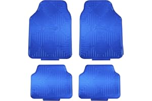 FH Group Automotive Floor Mats - Heavy-Duty Metallic Rubber Floor Mats for Cars, Universal Fit Full Set, Climaproof Floor Mats, Trimmable Floor Mats for Most Sedan, SUV, Truck Floor Mats Blue
