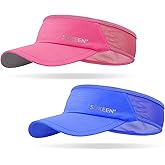 Sukeen 2 Pack Sports Sun Visor Men Women Lightweight Packable Cooling Stretchy Visor Hat for Running, Tennis, Golf