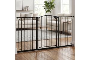 Regalo Safety 30.5"-58" Extra Wide Baby Gate, Bottom of Stairs & Doorways | Pressure Mounted with Door, For Babies, Toddlers & Pets, Bronze, Tested & Trusted for 30 Years