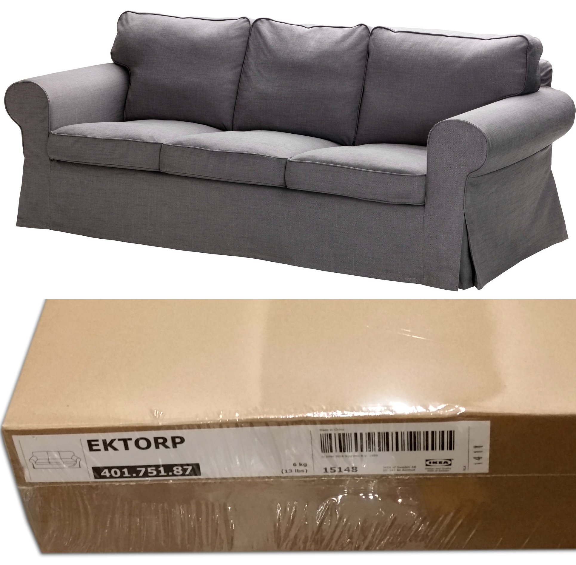 Ikea Ektorp 3 Seat Sofa Slipcover Svanby Gray, Cover Only Buy Online