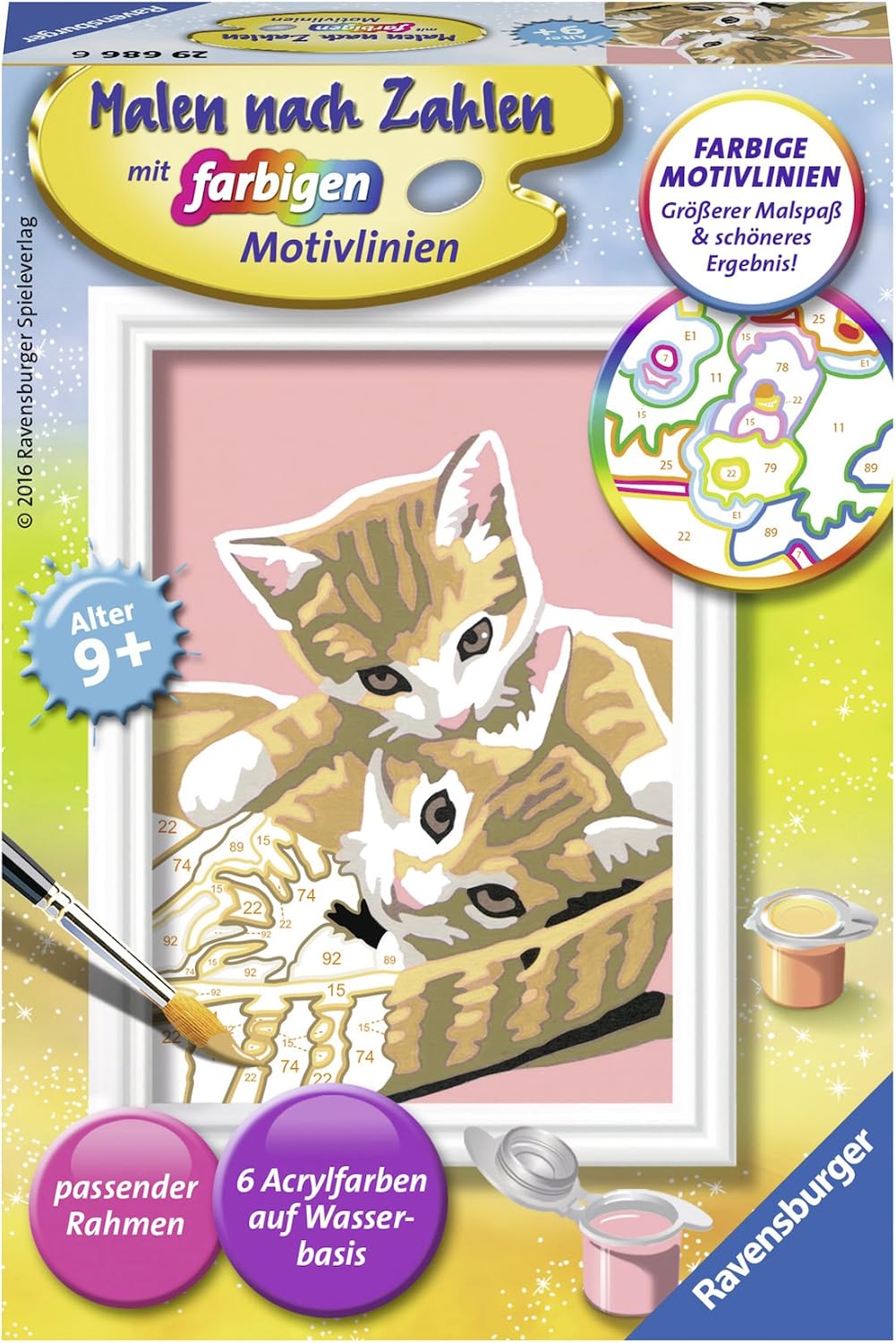 Ravensburger 296866 "Kittens Painting By Numbers Set, White, Mittel