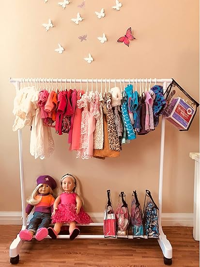 Amazon Co Jp Boottique 子供用衣類ラック 子供用クローゼットオーガナイザー アクセサリーキーパー付き アメリカンガール 人形収納システム ベビー マタニティ