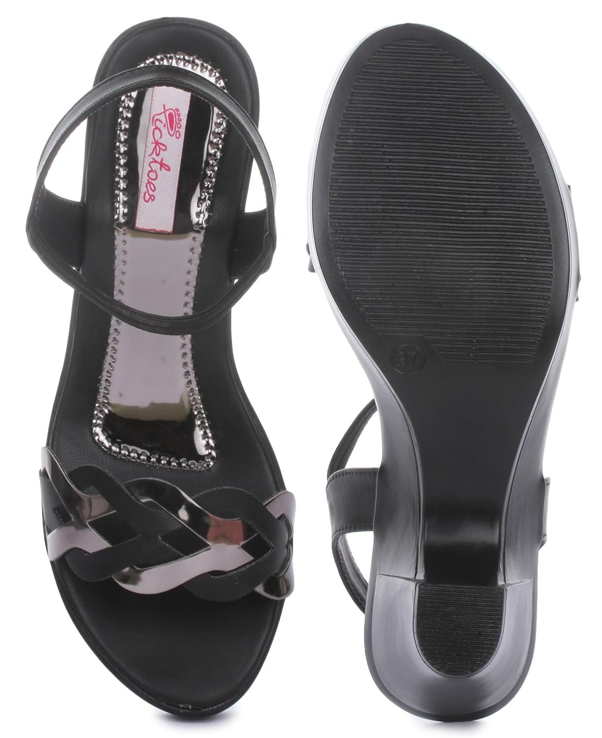 picktoes black block heels