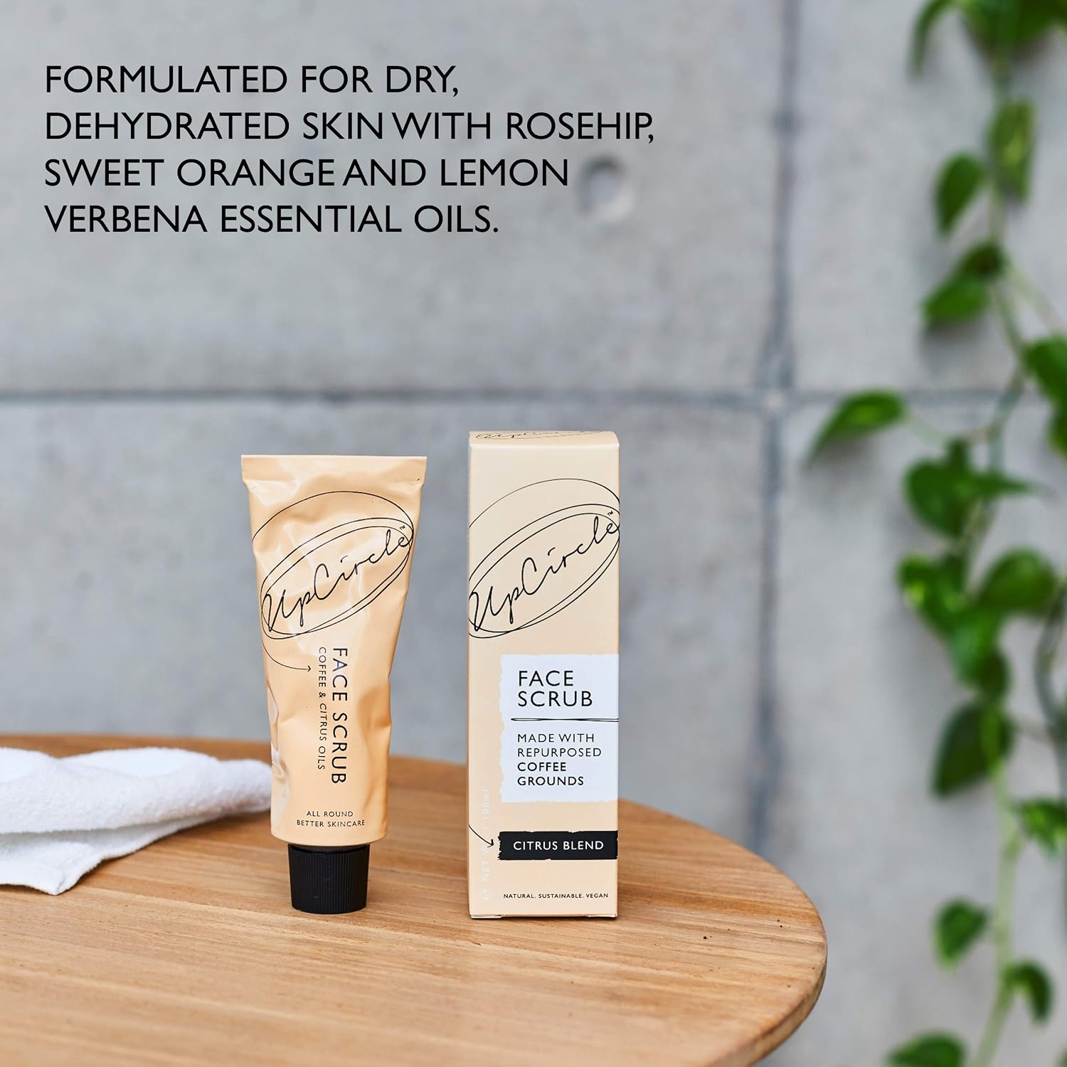 UpCircle Coffee Face Scrub, Citrus Blend For Normal + Dry Skin 100ml, Shea Butter, Coconut + Rosehip Oil, Natural - Image 3