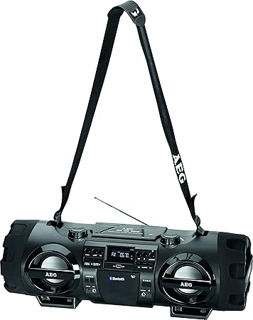 AEG SR 4360 Stereoradio-Soundbox CD/MP3/USB-Port/AUX-IN mit Bluetooth inkl. 7 Farben Discolicht, 2x50 W + 2x20 W Subwoofer