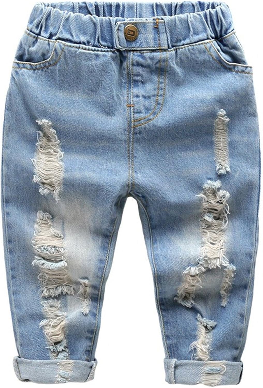TJTJXRXR Little Baby Boys Girl Ripped Western Jeans Kids Girls Friend Style Denim Pants: Clothing