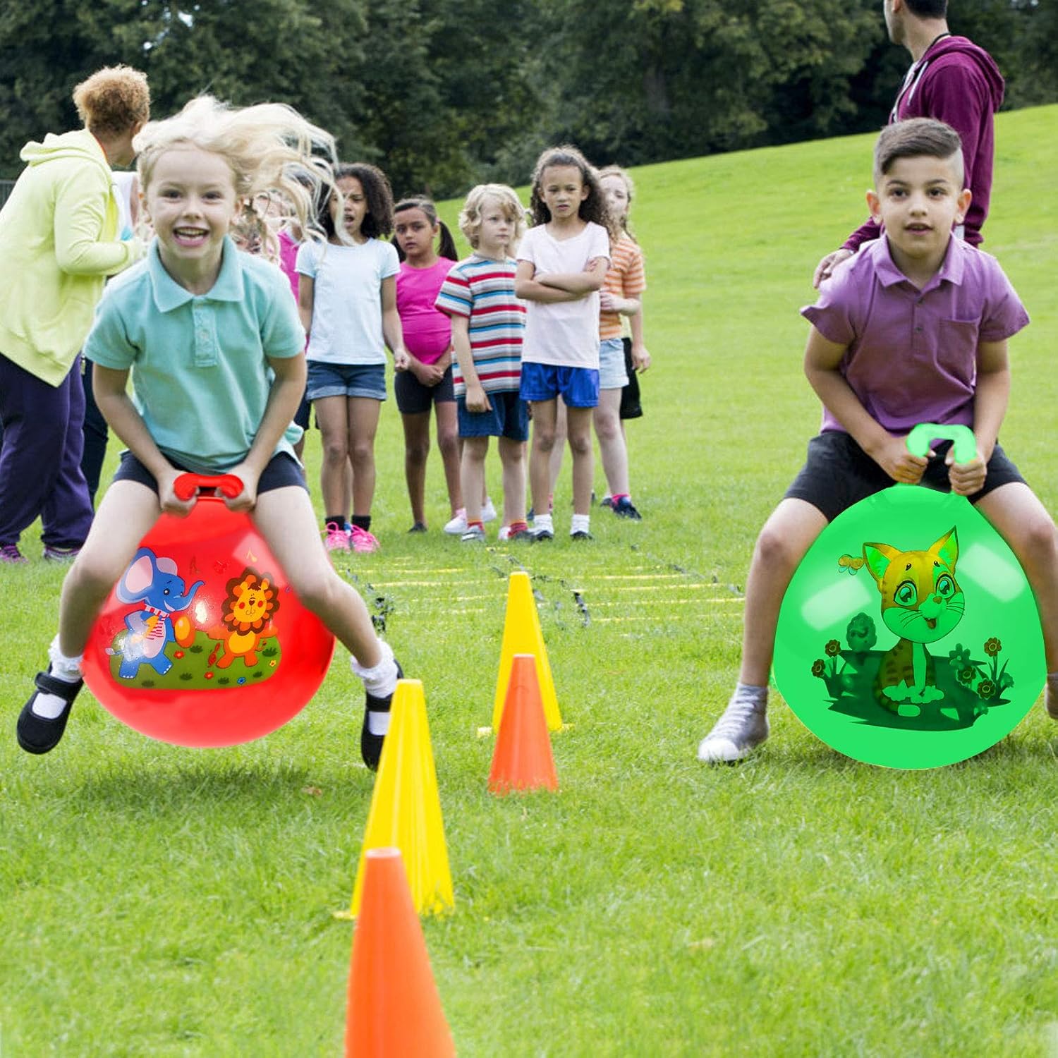 Hymaz Space Hopper for Kids Ages 3+, 18 Inch Jumping Ball Bouncy Hoppers with Handle - Image 5