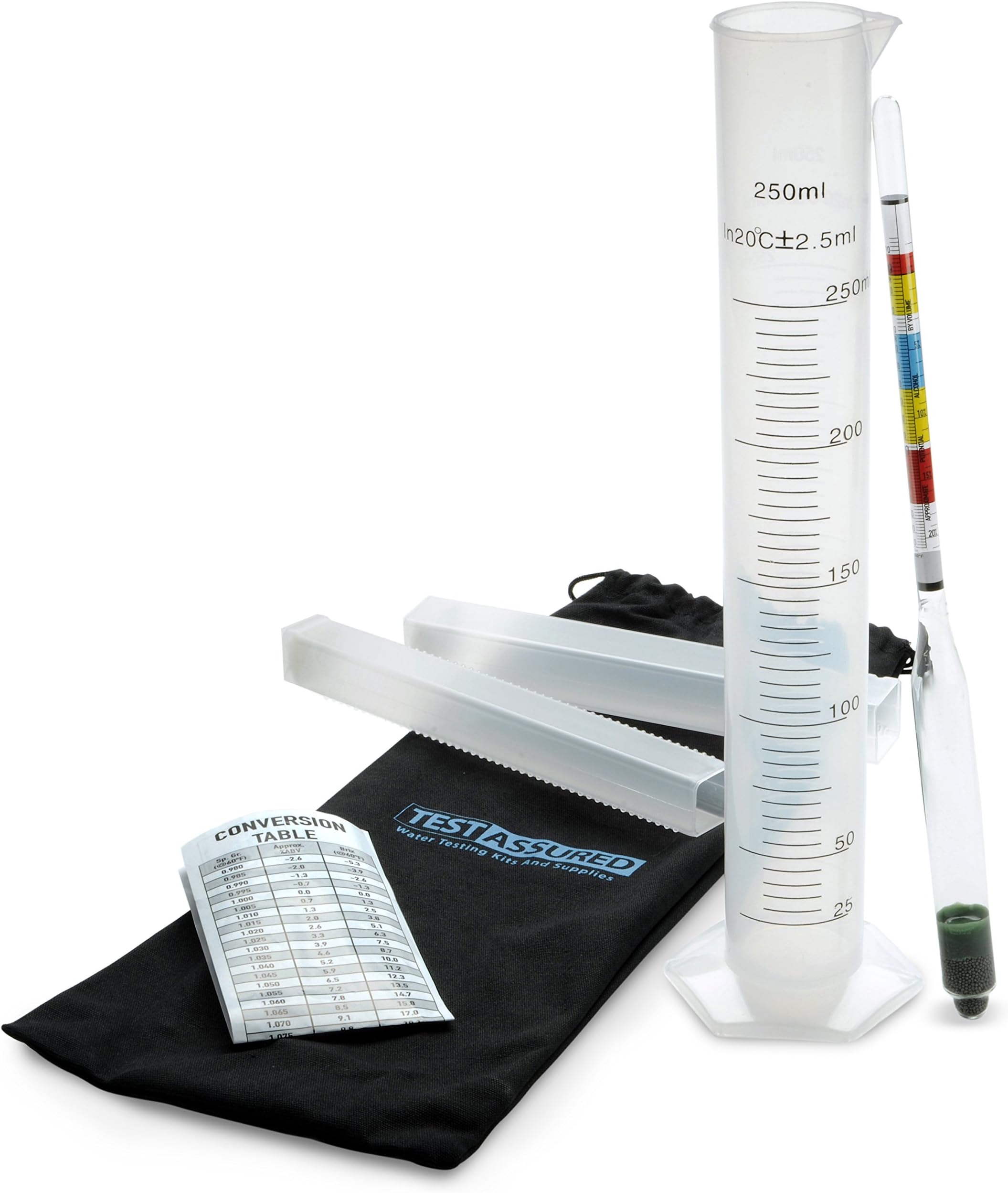 Easy To Use Hydrometer Kit For Homebrew Beer, Wine, Kombucha and more. Includes Hydrometer, Hydrometer Case, Measurement Vial and Carrying Bag