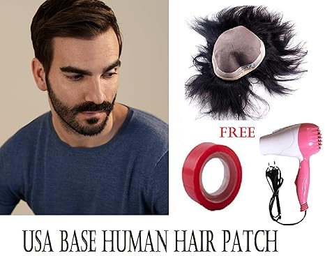 Raaya Usa Base Human Hair Toupee Patch Wig System With Free Small