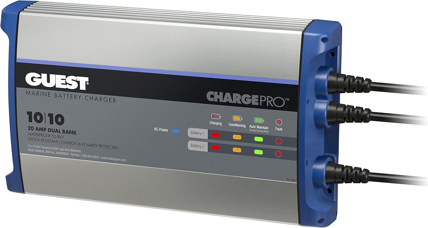 Guest 2711A ChargePro On-Board Battery Charger 10A / 12V, 2 Bank, 120V Input: Automotive