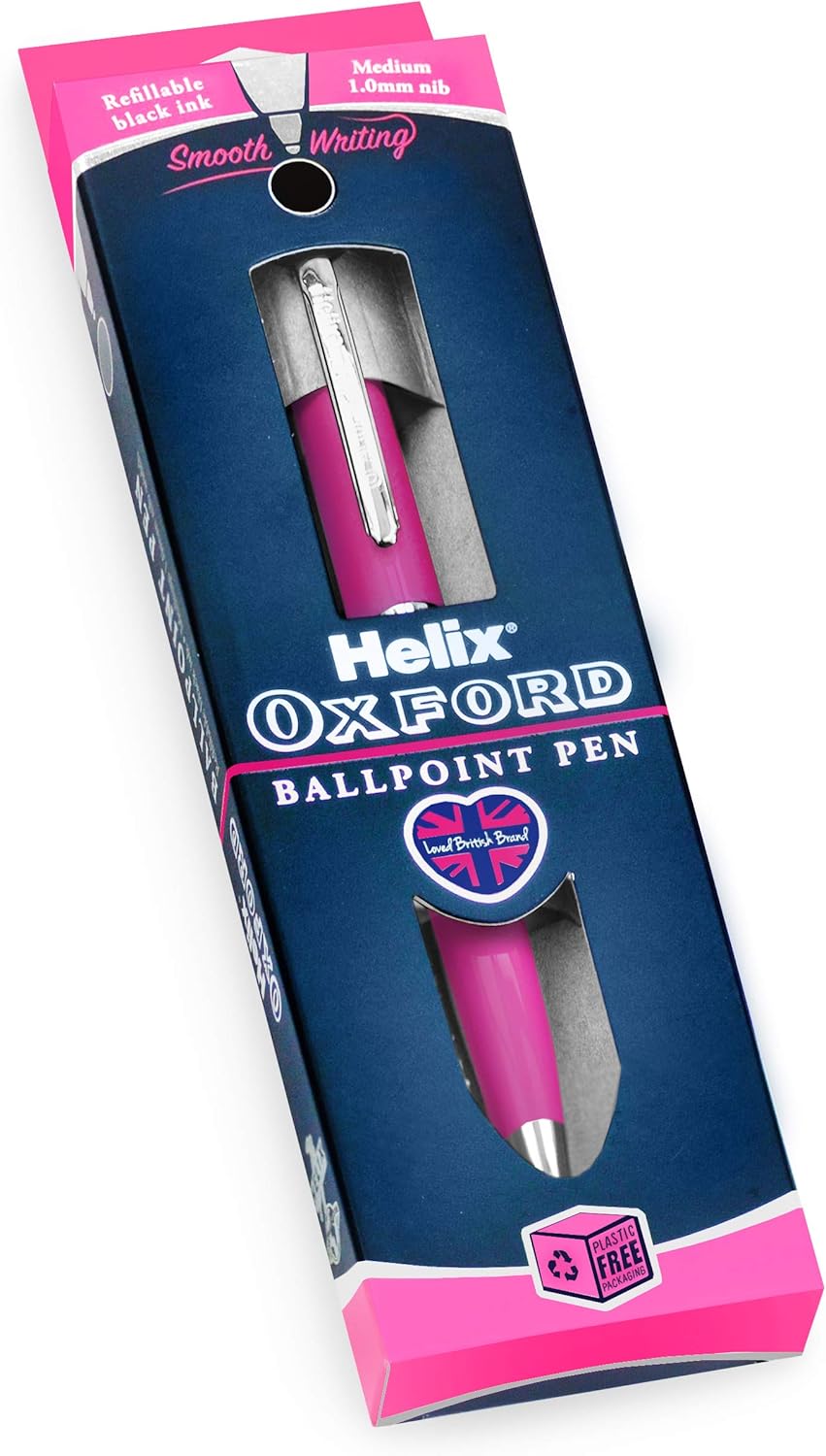 Helix Oxford Premium Ballpoint Pen - Graphite and Pink Barrel - 1.0mm Nib - Black Ink - Pack of 2, 1 count (Pack of 2) - Image 4