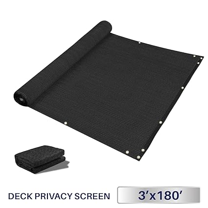 3 x 180, Solid Black: Windscreen4less Deck Privacy Screen for Backyard, Patio, Balcony, Pool, Porch, Railiing, Gardening, Fence Shield Rails Protection B