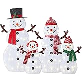 Best Choice Products 4ft 4-Piece 2D Lighted Christmas Snowman Family Set, Large Outdoor Yard Decor Holiday Decoration w/ 160 Twinkling LED Lights