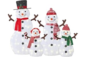 Best Choice Products 4ft 4-Piece 2D Lighted Christmas Snowman Family Set, Large Outdoor Yard Decor Holiday Decoration w/ 160 Twinkling LED Lights