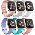 6 Pack Sport Bands Compatible with Fitbit Versa, Classic Soft Silicone Replacement Wristbands for Smart Watch Women Men (6 Pack B, Small)